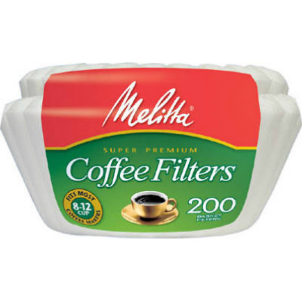 Melitta® 629524 Coffee Basket Filter 8 To 12 Cup, White, 200-Count