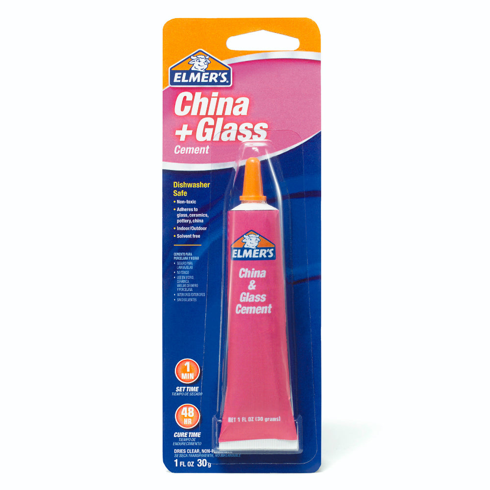 Elmer's E1012 China & Glass Cement, 1 Oz, Dries Clear, Non-toxic, Non-Flammable