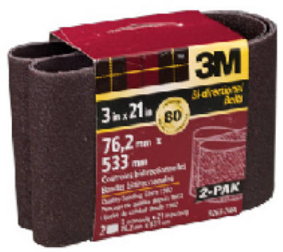 3M 9265NA-2 Heavy Duty Resin Bond Power Sanding Belt, 3" x 21", 80 Grit, 2-Pack
