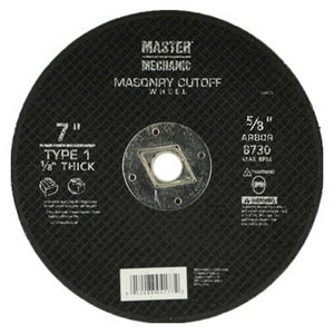 Master Mechanic 760402 Masonry Cutoff Wheel, 5/8" Arbor, 7"