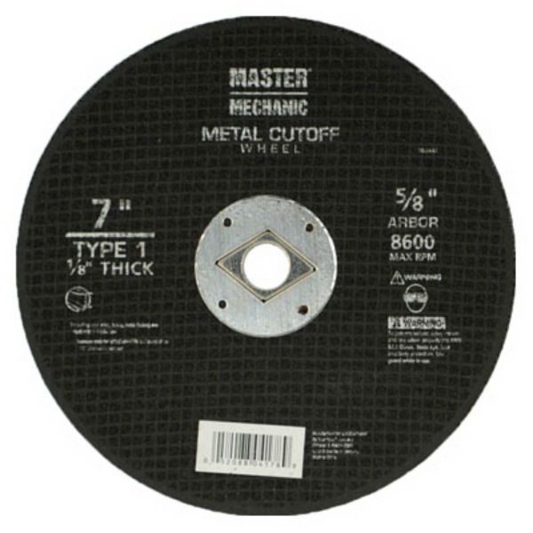 Master Mechanic 760444 Type-1 Metal Cutoff Wheel, 5/8" Arbor, 8600 RPM, 7"