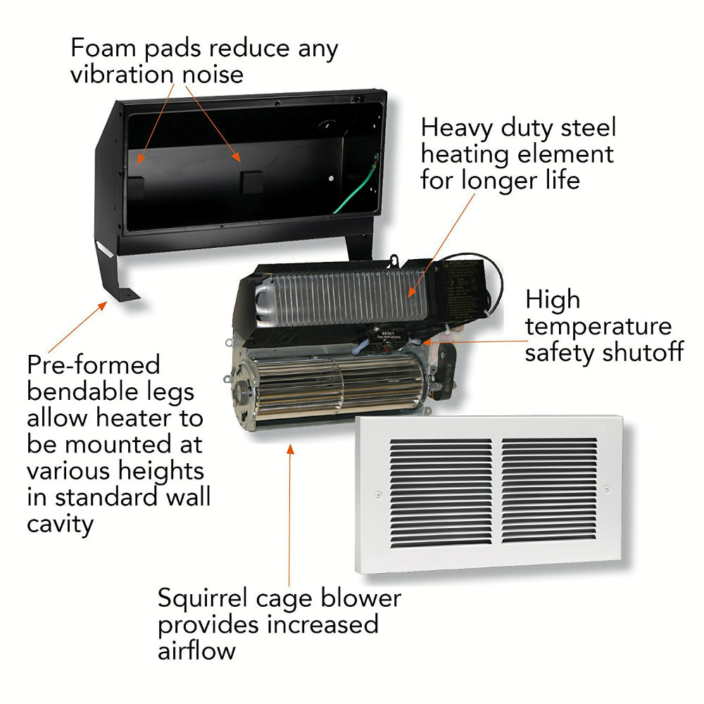 Cadet 63314 Register Plus Fan Forced Heater, White, 700/900/1600W