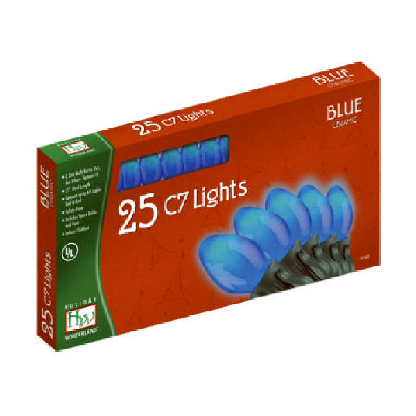 Holiday Wonderland 2524B-88 Christmas C7 Ceramic 25-Light Set, 25 feet, Blue