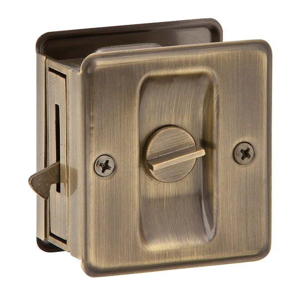 Schlage SC991B5 Solid Brass Sliding Door Lock, Antique Finish
