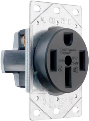 Pass & Seymour 3894CC6 Straight Blade Receptacle, 50A, 125/250V, Black