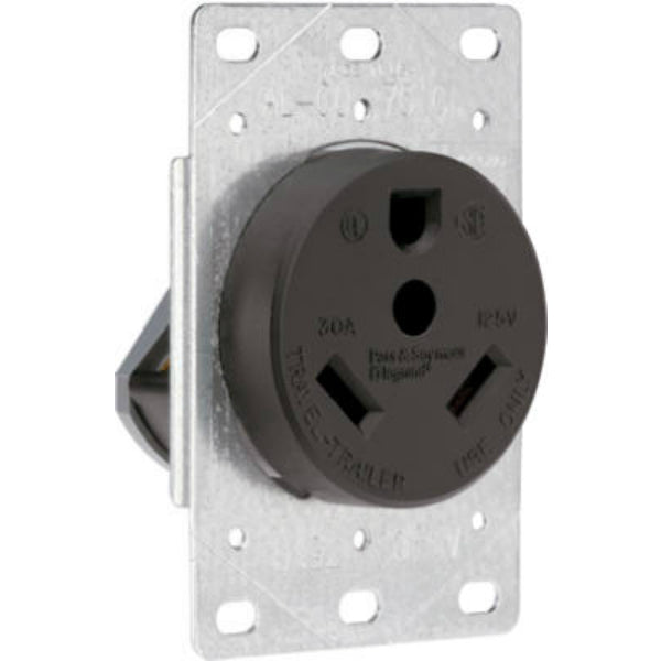 Pass & Seymour 3830CC6 Straight Blade Receptacle, 30A, 125V, Black