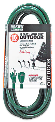 Master Electrician 02352-05ME Outdoor Extension Cord, 20', 16/3 SJTW, Green