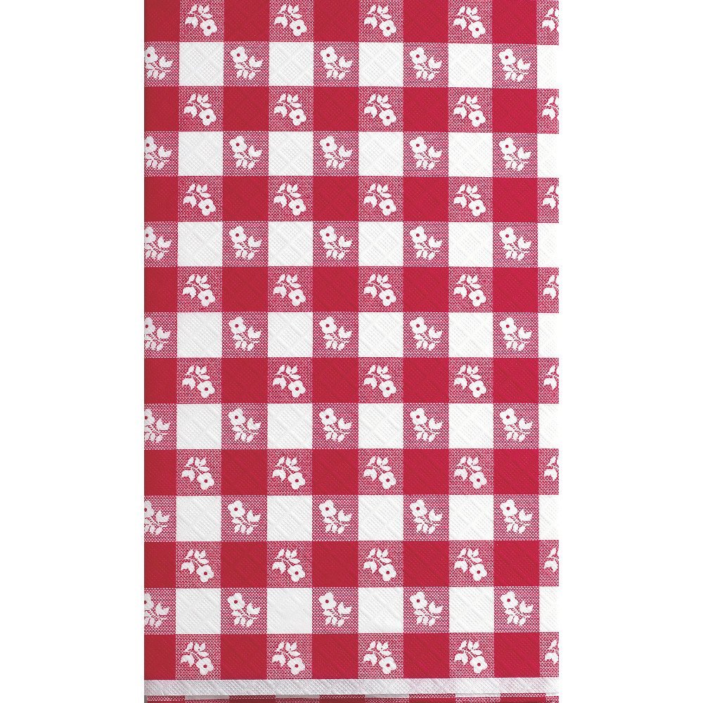 Creative Converting 41188 Octy-Round Plastic Table Cover, Red/White Gingham, 82"