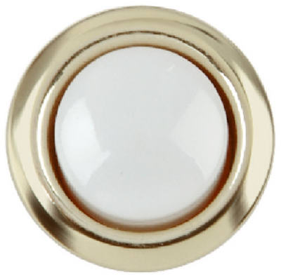 Carlon DH1202 Wired Round Push Button with Gold Rim Housing, White