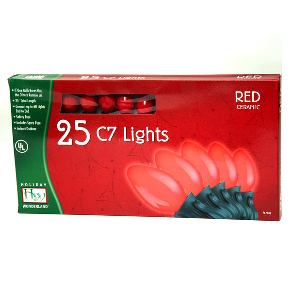 Holiday Wonderland  2524R-88 Christmas C7 Ceramic 25-Light Set, 25 feet, Red