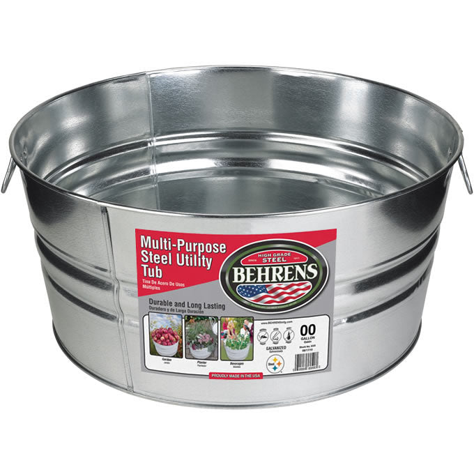 Behrens 2GS Round Galvanized Steel Wash Tub, 15 Gallon