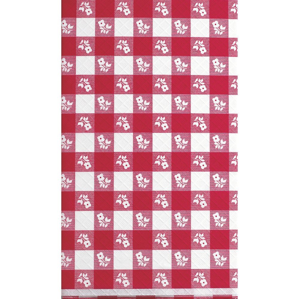 Creative Converting™ 39188 Plastic Table Cover, Red/White Gingham, 54" x 108"