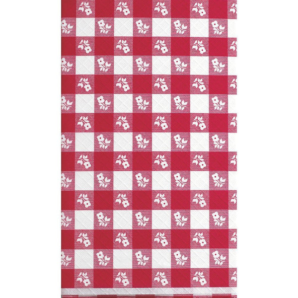 Creative Converting™ 39188 Plastic Table Cover, Red/White Gingham, 54" x 108"