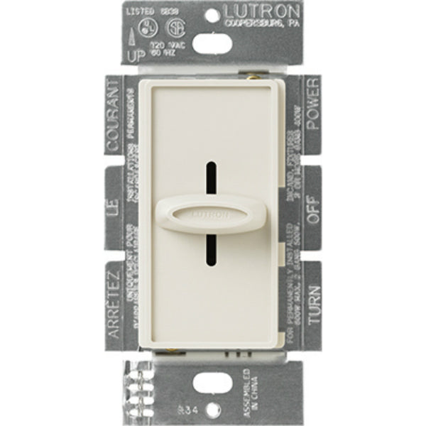 Lutron S-600H-LA Skylark Single Pole Slide-to-off Dimmer, 600W, Light Almond