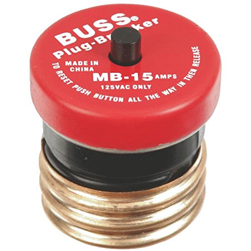 Cooper Bussmann BP/MB-15 Edison Base Plug Fuse Circuit Breaker, 15A, 125V