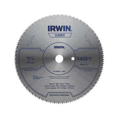Irwin Tools 11840 Steel Circular Saw Blade, 7-1/4", 140 Teeth