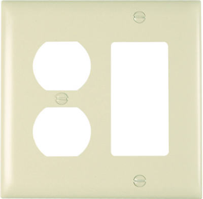 Pass & Seymour SP826IU Combination Wall Plate, 2 Gang, Ivory
