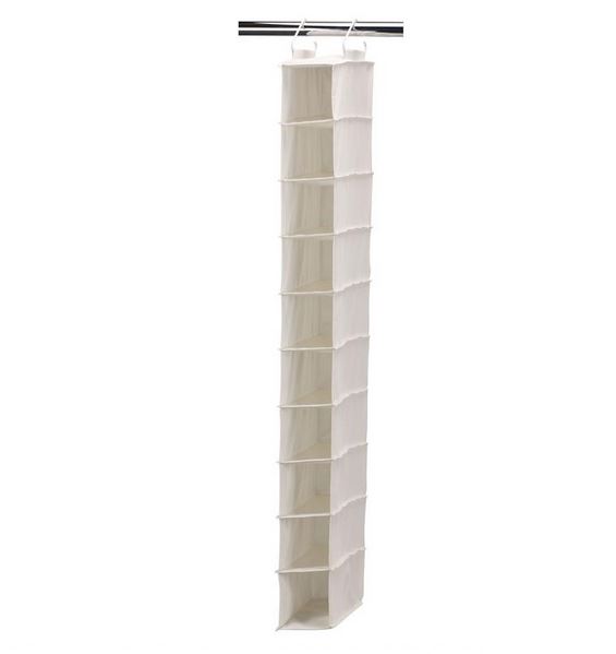 Household Essentials 311322 Canvas Hanging Shoe Organizer, Natural, 10-Pocket