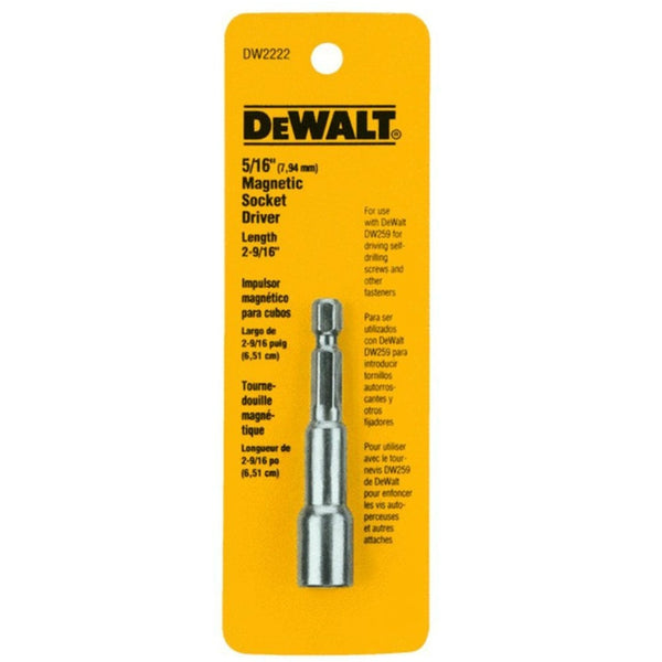 DeWalt® DW2222B Magnetic Hex Socket Driver, 5/16" x 2-9/16"