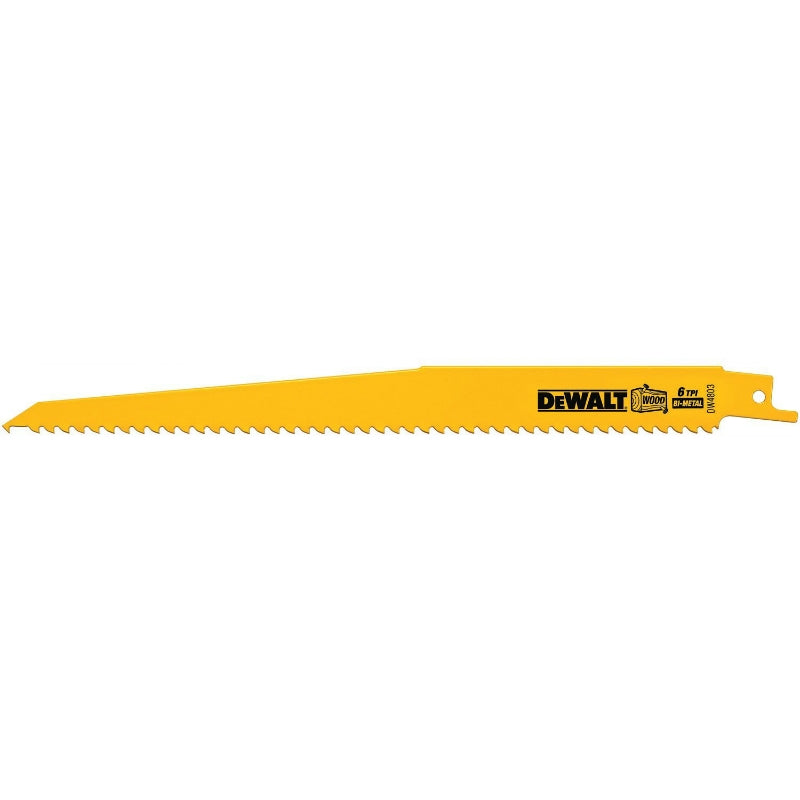 DeWalt® DW4803B25 Taper Back Bi-Metal Reciprocating Saw Blade, 6 TPI, 9"