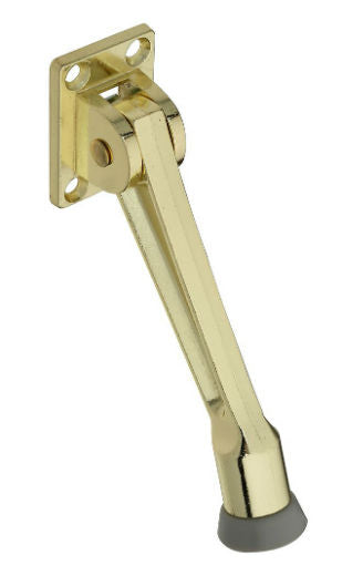 National Hardware® N184-218 Kick Down Door Stop, 5", Bright Brass