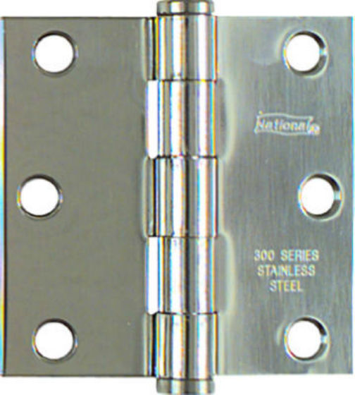 National Hardware® N276-980 Square Corner Door Hinge, 3" x 3", Stainless Steel