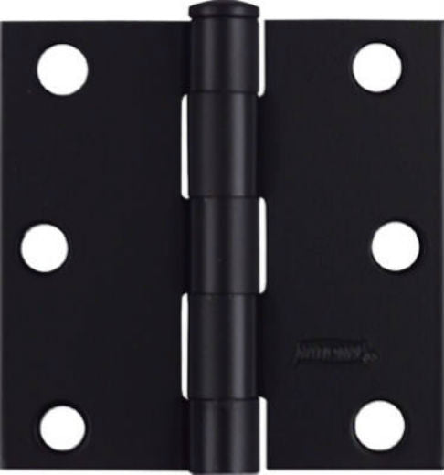 National Hardware® N241-182 Square Corner Door Hinge, 3" x 3", Black