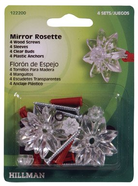 Hillman 122200 Clear Plastic Mirror Rosette Kit with Buds, 4-Pack
