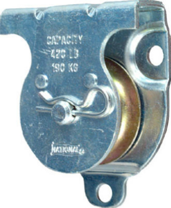 National Hardware® N233-247 Wall/Ceiling Mount Single Pulley, 1-1/2", Zinc