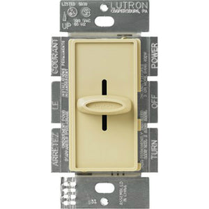 Lutron® S-600H-IV Skylark® Single Pole Slide-to-off Dimmer, 600W, Ivory
