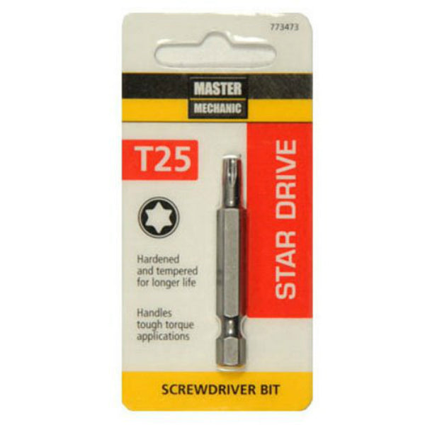 Master Mechanic 773473 Star Drive Screwdriver Bit, Torx 25, 2"