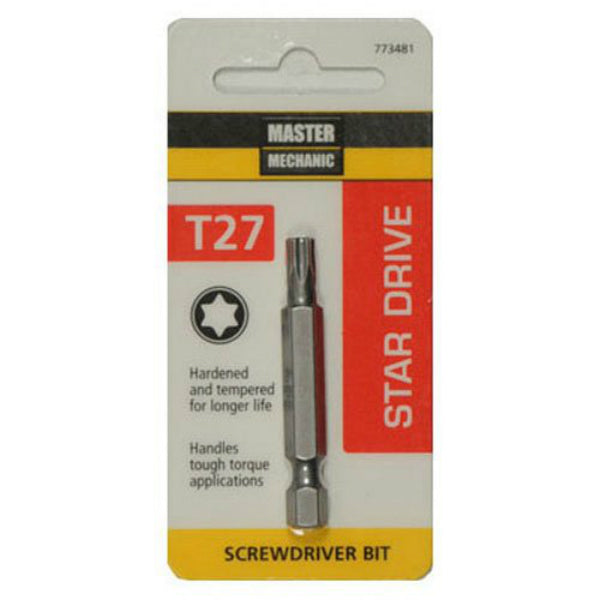 Master Mechanic 773481 Star Drive Screwdriver Bit, Torx 27, 2"