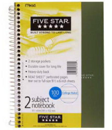 Mead® 06180 Five Star® Wirebound College Ruled Notebook, 9.5" x 6", 100-Count