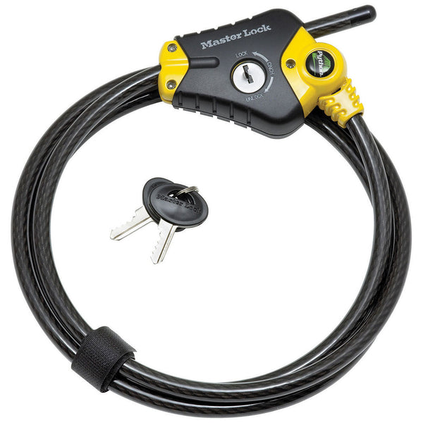 Master Lock 8413XDPF Python Adjustable Keyed Cable Lock, 6' x 3/8", Yellow/Black