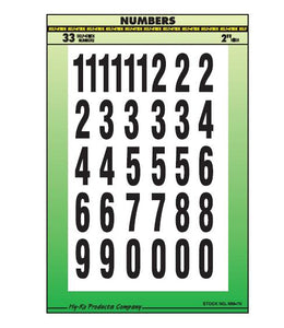 Hy-Ko MM-7N Self-Stick Vinyl Number Set, 2", Black On White