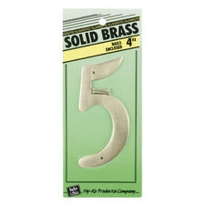 Hy-Ko BR-40/5 Solid Brass Decorative House Number 5 with Nails, 4"