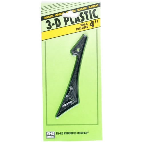 Hy-Ko PN-29/1 3-D Plastic House Number 1 Sign with Nails, 4", Black