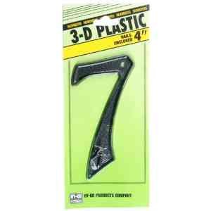 Hy-Ko PN-29/7 3-D Plastic House Number 7 Sign with Nails, 4", Black