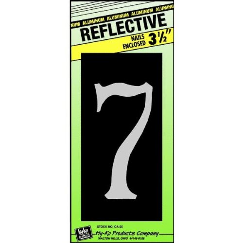 Hy-Ko CA-25/7 Reflective Aluminum House Number 7 Sign, 3-1/2"