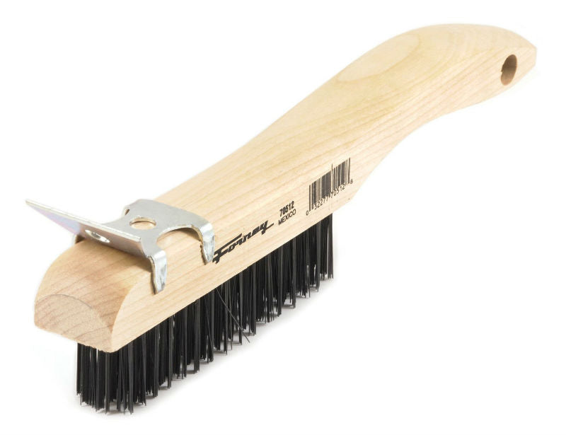 Forney 70512 Wire Scratch Brush with Scraper, Steel, 10-1/4" x 0.014"