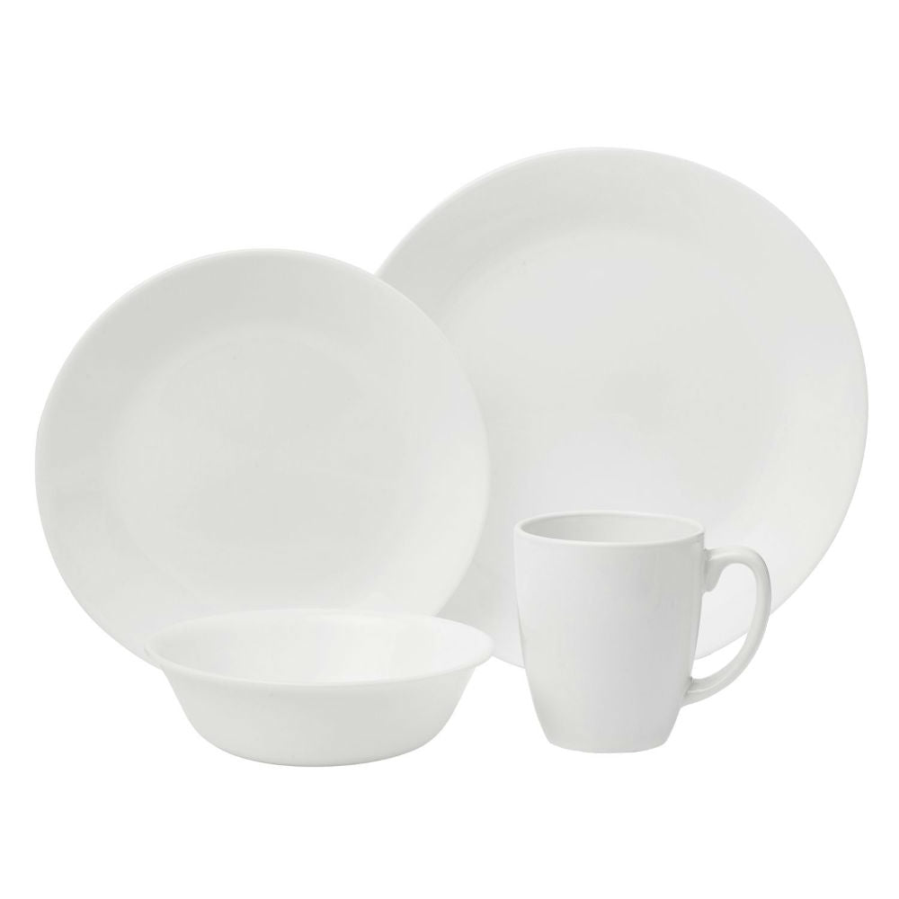 Corelle 6022003 Livingware Dinnerware Set, Winter Frost White, 16-Piece