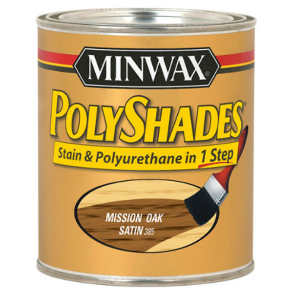 Minwax® 213854444 PolyShades® Stain/Polyurethane Satin Finish, Mission Oak, 1/2 Pt