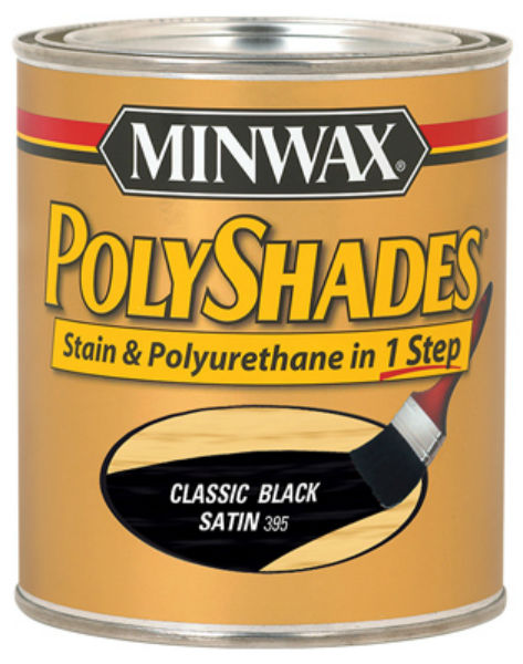Minwax® 213954444 PolyShades® Stain/Polyurethane Satin Finish, Classic Black, 1/2 Pt