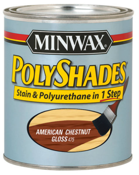 Minwax® 214754444 PolyShades® Stain/Polyurethane Gloss Finish, American Chestnut, 1/2 Pt