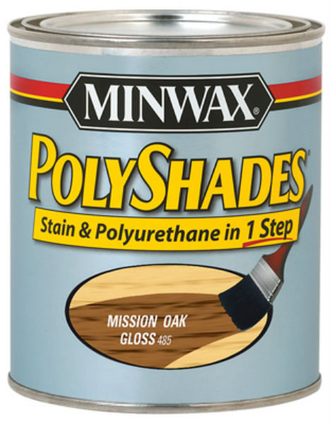 Minwax® 214854444 PolyShades® Stain/Polyurethane Gloss Finish, Mission Oak, 1/2 Pt