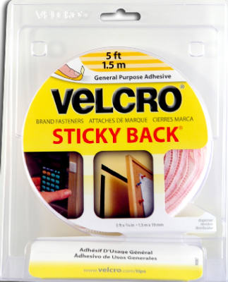 STICKY BACK TAPE WHITE 3/4" X 5'