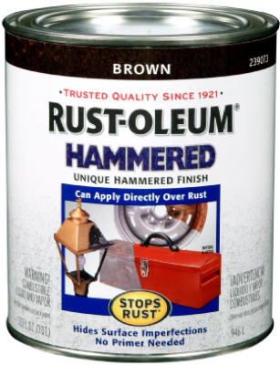 Rust-Oleum® 239073 Stops Rust® Hammered Brush Paint, 1 Qt, Brown