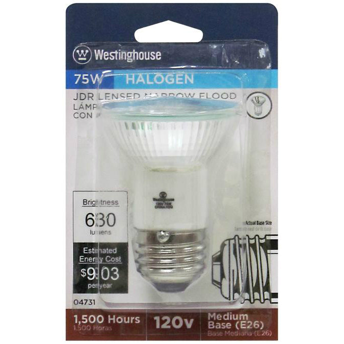 Westinghouse 04731 JDR Halogen Narrow Flood Light Bulb, 75W, Clear