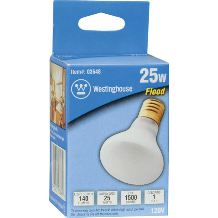 Westinghouse 03648 R14 Incandescent Flood Light Bulb, 25W, 120V