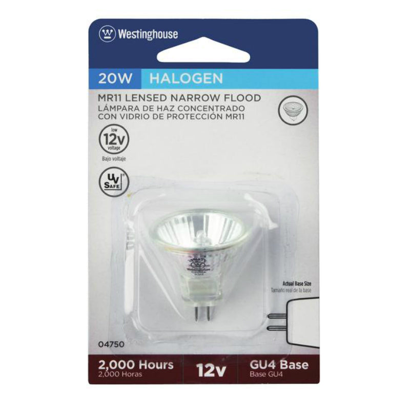 Westinghouse 04750 MR11 Halogen Low Voltage Narrow Flood Light Bulb, 20W, Clear